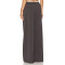 Dark Brown Vertical Striped Wide Leg Pants with Drawstring Waist Back Pocket Design