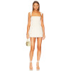2025 Hot Sale Fashionable Off White Square Neck Shoulder Strap Double Pocket Slim Mini Dress