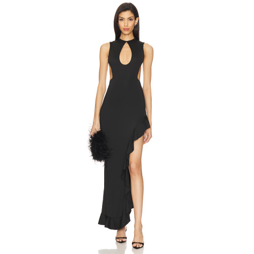 New Fashion Side split Cut out Sleeveless Backless Sexy High quality Woman's Long Dress