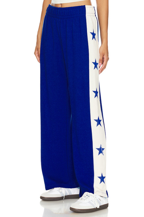 Casual Elastic waist Loose fitting Comfortable Wide leg Star pattern Color blocking Woman's Pants
