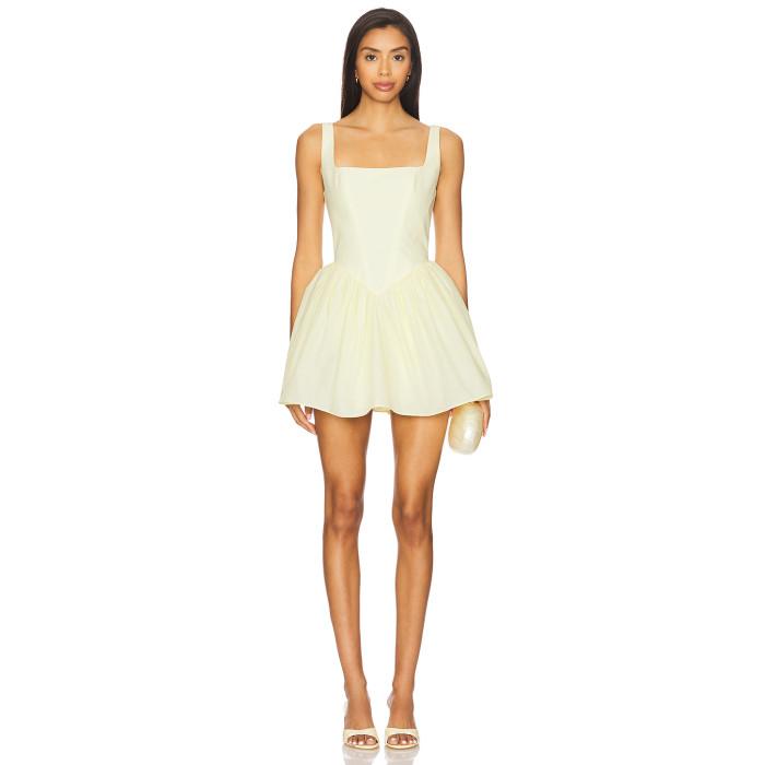 Sweet Fresh Off White Square Necked Backless Spaghetti Strap Babydoll Dress