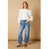 Elegant High Neckline Cut Out Long Sleeve Embroidered Solid Color Casual Tops