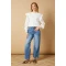 Elegant High Neckline Cut Out Long Sleeve Embroidered Solid Color Casual Tops