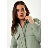 Sample Sport  Eton Neckline  Long Sleeve Solid Color Rectangular Chest Pockets Casual  Tops