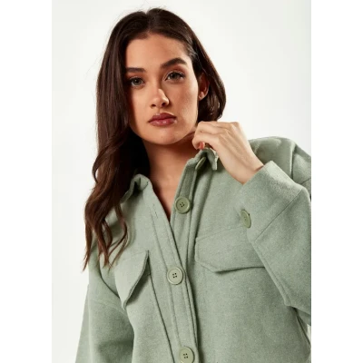 Sample Sport  Eton Neckline  Long Sleeve Solid Color Rectangular Chest Pockets Casual  Tops