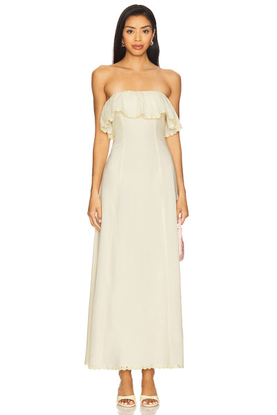 Romantic Strapless Elegant Chic Feminine High quality Flowy Off shoulder Woman's Long Dress