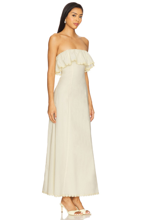 Romantic Strapless Elegant Chic Feminine High quality Flowy Off shoulder Woman's Long Dress
