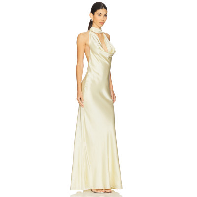 2025 New Design High quality Halter V neckline Sleeveless Backless Slim Woman's Maxi Dress