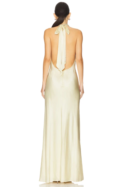 2025 New Design High quality Halter V neckline Sleeveless Backless Slim Woman's Maxi Dress