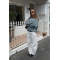 2025 Hot sale High quality Daily Sample Round Neckline Streaks  Print  Long Sleeve Casual Shorts
