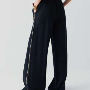 Sample Straight-Leg High-Waist Side Pockets Piping Details On The Sides Casual Pants