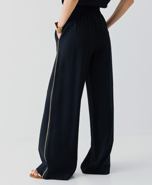 Sample Straight-Leg High-Waist Side Pockets Piping Details On The Sides Casual Pants