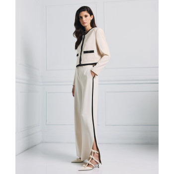 Sample Wide-Leg High-Waist Side Pockets Slit At The Hemlines Casual Pants