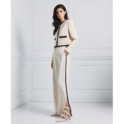 Sample Wide-Leg High-Waist Side Pockets Slit At The Hemlines Casual Pants