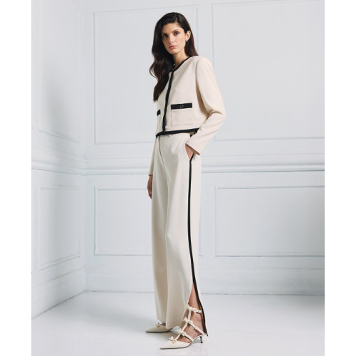 Sample Wide-Leg High-Waist Side Pockets Slit At The Hemlines Casual Pants