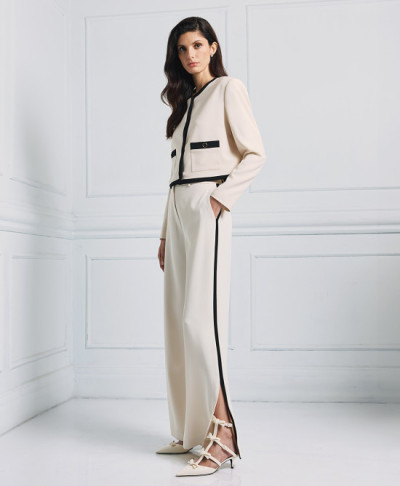 Sample Wide-Leg High-Waist Side Pockets Slit At The Hemlines Casual Pants