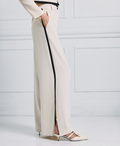 Sample Wide-Leg High-Waist Side Pockets Slit At The Hemlines Casual Pants
