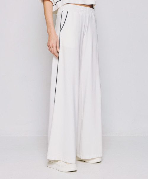 Sport Sample High-Waist Wide-Leg Side Pockets Elastic Waistband Casual Pants