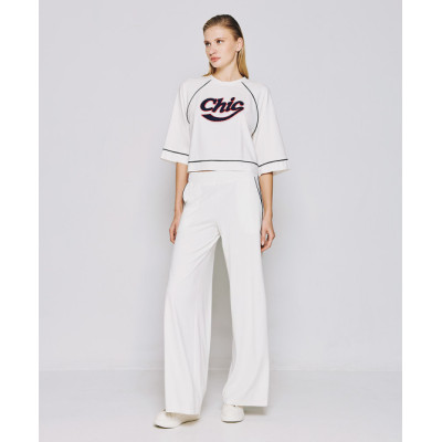 Sport Sample High-Waist Wide-Leg Side Pockets Elastic Waistband Casual Pants