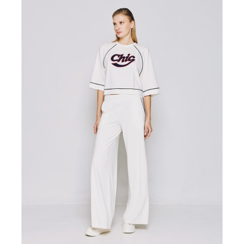 Sport Sample High-Waist Wide-Leg Side Pockets Elastic Waistband Casual Pants