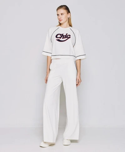 Sport Sample High-Waist Wide-Leg Side Pockets Elastic Waistband Casual Pants