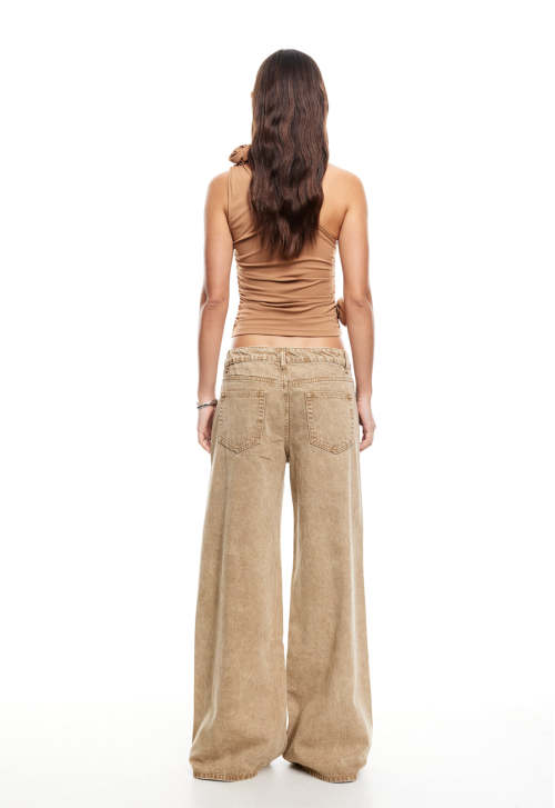 Casual Drawstring Waist Tie Low Rise Straight Leg  Solid Color  Daily Pants