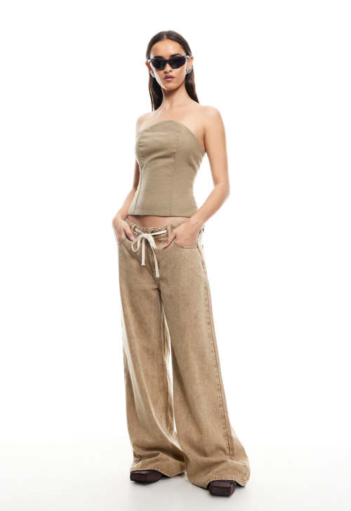 Casual Drawstring Waist Tie Low Rise Straight Leg  Solid Color  Daily Pants