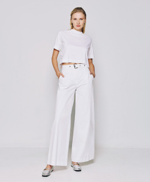 Sample Sport High-Waist Wide-Leg Side Pockets Detachable Belt With Buckle Casual Pants