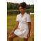 Sample Daily Spread Collar V-neckline Short Sleeve Self-Tie Wrap Waist Irregular Print Dress