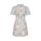 Sample Daily Spread Collar V-neckline Short Sleeve Self-Tie Wrap Waist Irregular Print Dress
