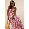 Casual Free Camisole Square Neckline Open Back Cut Out Floral Print Vacation Dress