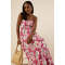 Casual Free Camisole Square Neckline Open Back Cut Out Floral Print Vacation Dress