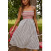 Daily Square Neckline  Camisole Smocked Bodice Allover Striped Print Dress