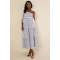 Elegant Daily Square Neckline Sleeveless Backless Allover Striped Tiered  Dress