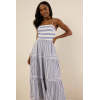 Elegant Daily Square Neckline Sleeveless Backless Allover Striped Tiered  Dress