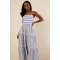Elegant Daily Square Neckline Sleeveless Backless Allover Striped Tiered  Dress