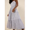 Elegant Daily Square Neckline Sleeveless Backless Allover Striped Tiered  Dress