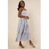 Elegant Daily Square Neckline Sleeveless Backless Allover Striped Tiered  Dress