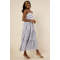 Elegant Daily Square Neckline Sleeveless Backless Allover Striped Tiered  Dress