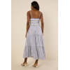 Elegant Daily Square Neckline Sleeveless Backless Allover Striped Tiered  Dress