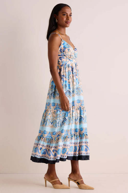 Elegant Free V-Neckline Sleeveless Backless A-line silhouette Floral Print Dress