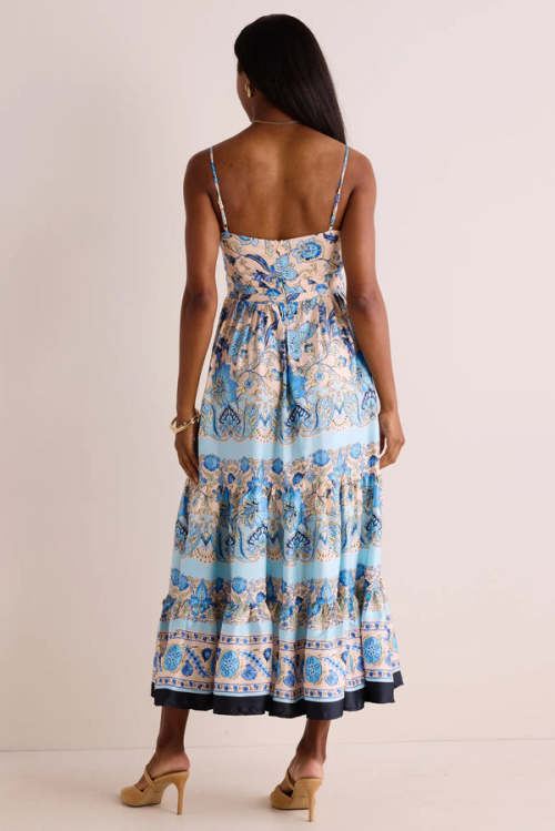 Elegant Free V-Neckline Sleeveless Backless A-line silhouette Floral Print Dress
