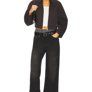 Cool Cropped TurnDown Collar Jacket Loose Sleeve Fashion Versatile