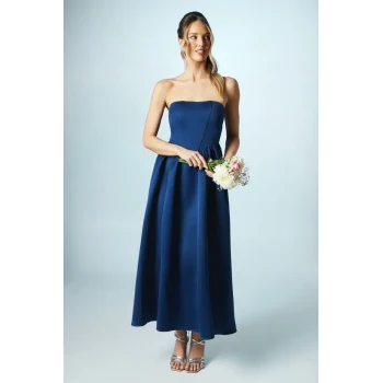 Elegant Fashion Bandeau Neckline Sleeveless High Waist Slim Solid Color Party Dress