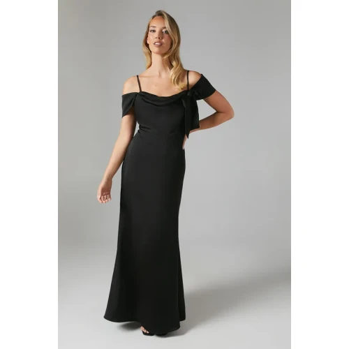 Elegant Sexy Camisole Off Shoulder Sweet Neckline Hip Wrap Solid Color Party Dress