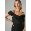 Elegant Sexy Camisole Off Shoulder Sweet Neckline Hip Wrap Solid Color Party Dress