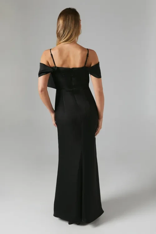 Elegant Sexy Camisole Off Shoulder Sweet Neckline Hip Wrap Solid Color Party Dress