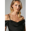 Elegant Sexy Camisole Off Shoulder Sweet Neckline Hip Wrap Solid Color Party Dress