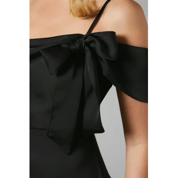 Elegant Sexy Camisole Off Shoulder Sweet Neckline Hip Wrap Solid Color Party Dress