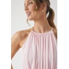 Elegant Fashion Halter Neckline Sleeveless Ruffle High Waist Solid Color  Vacation Dress